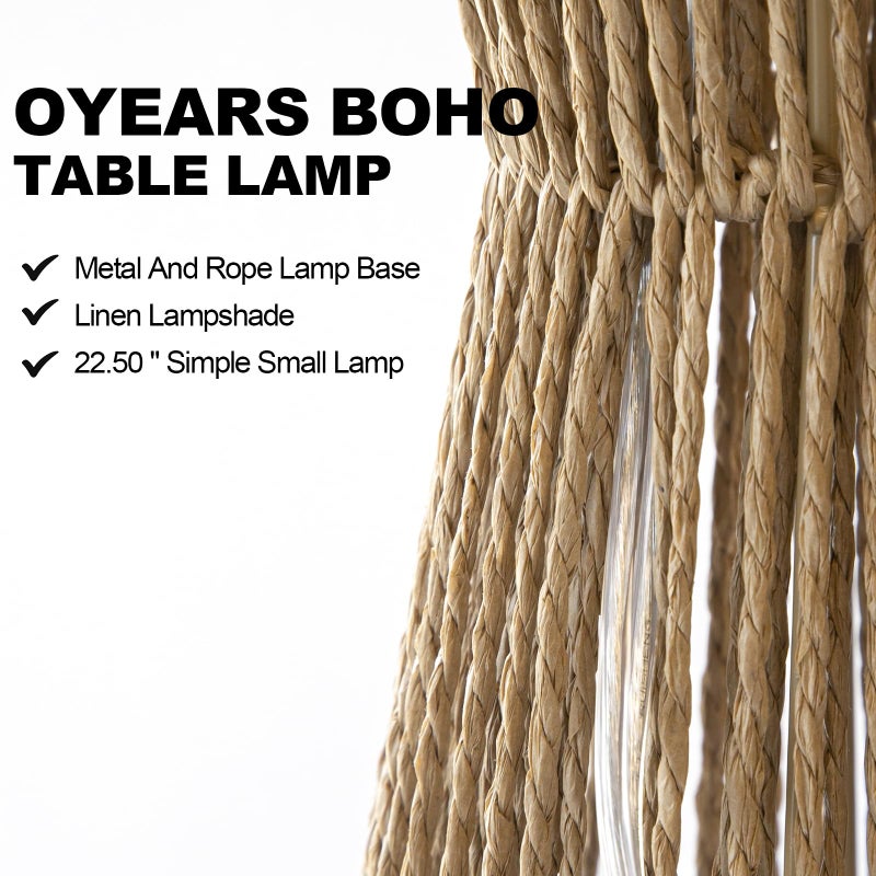 OYEARS 22.5" Table Lamps for Living Room,Boho Lamps Set of 2 for Bedrooms, Bedside Lamp for Nightstands, Rattan Lamp, Farmhouse Table Lamp for Room Decor, End Table, Retro, Brownï¼ˆNot Include Bulbsï¼‰ - Image 2