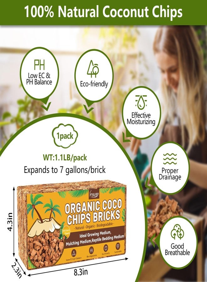 Legigo 1.1 LB Coco Husk Chips for Plants- 100% Organic Coconut Coir Chips Brick with Low EC & PH Balance, Compressed Coconut Substrate Coco Chips Mulch Medium for Garden, Flowers, Plants - Image 2