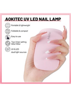 Aokitec Uv Light For Nails Mini Uv Led Nail Lamp Portable Nail Dryer For Uv Gel Polish Nail Glue Gel Mouse Shape Small Size With Usb Cable For Curing All Nail Gels (Pink) Home Diy Mani  - Image 2
