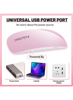 Aokitec Uv Light For Nails Mini Uv Led Nail Lamp Portable Nail Dryer For Uv Gel Polish Nail Glue Gel Mouse Shape Small Size With Usb Cable For Curing All Nail Gels (Pink) Home Diy Mani  - Image 3