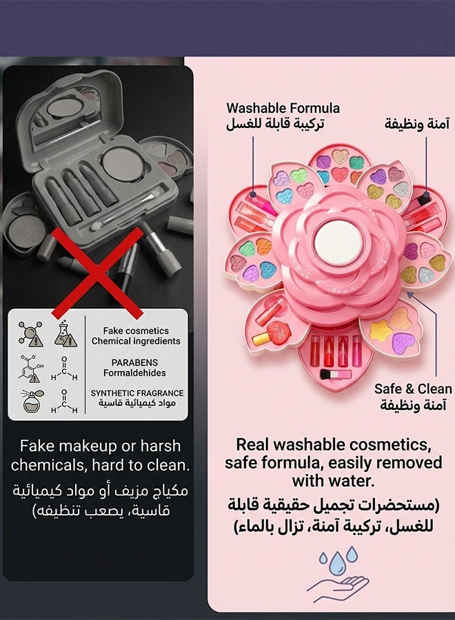 مجموعة ألعاب مكياج للأطفال مكونة من 45 قطعة، حقيبة مكياج دوارة للبنات، طلاء أظافر، لعبة أميرة، هدية عيد ميلاد، صندوق مكياج دوار، آمن وقابل للغسل. - Image 3