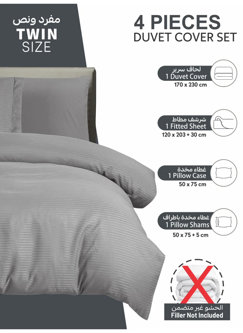 Donetella Striped Duvet Cover Set Single Size 170x230 cm - 4-Pcs Bed Set, Microfiber Fabric - 1 Duvet Cover, 1 Fitted Sheet, 1 Pillow Sham, 1 Pillowcase (Filler Not Included)