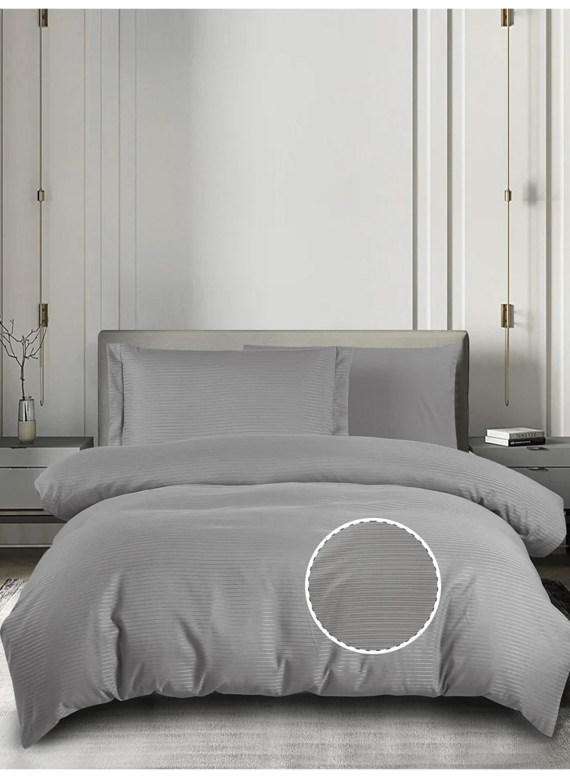Donetella Striped Duvet Cover Set Single Size 170x230 cm - 4-Pcs Bed Set, Microfiber Fabric - 1 Duvet Cover, 1 Fitted Sheet, 1 Pillow Sham, 1 Pillowcase (Filler Not Included)