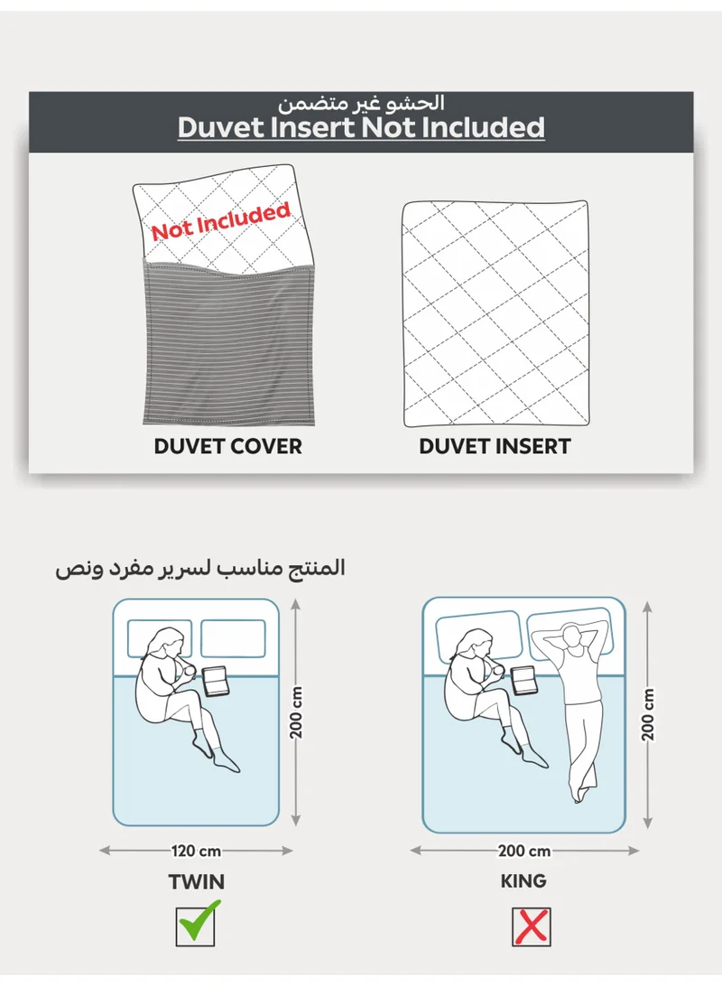 دوناتيلا 4 قطع طقم غطاء لحاف سادة ستايل كشكش من دون حشوة، مقاس مفرد، رمادي