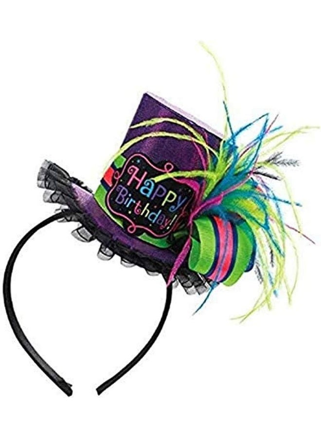 Amscan قبعة حفلة عيد ميلاد زاهية وعصرية مع إكسسوار رأس على شكل طاقية