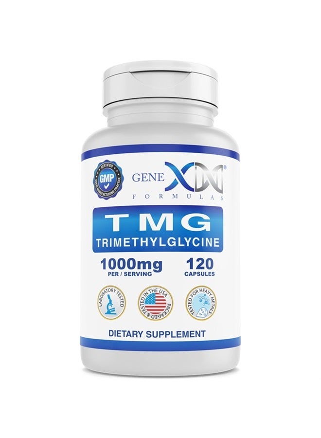 Genex Formulas GENEX 1000mg TMG Supplements (120 Capsules) - Betaine Anhydrous Trimethylglycine 1000mg - Liver Supplement - for Healthy Homocysteine Levels - Gluten Free & Non-GMO TMG Supplement - 30-Day Supply - Image 1
