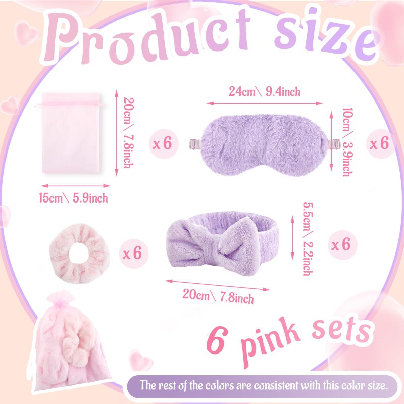 Fanfanwin 36 Pcs Sleepover Party Supplies for Girl Spa Slumber Birthday Favors Throw Blanket Pillow Eye Mask Headband Scrunchies (Solid Color,30 Purple,6 Pink) - Image 3