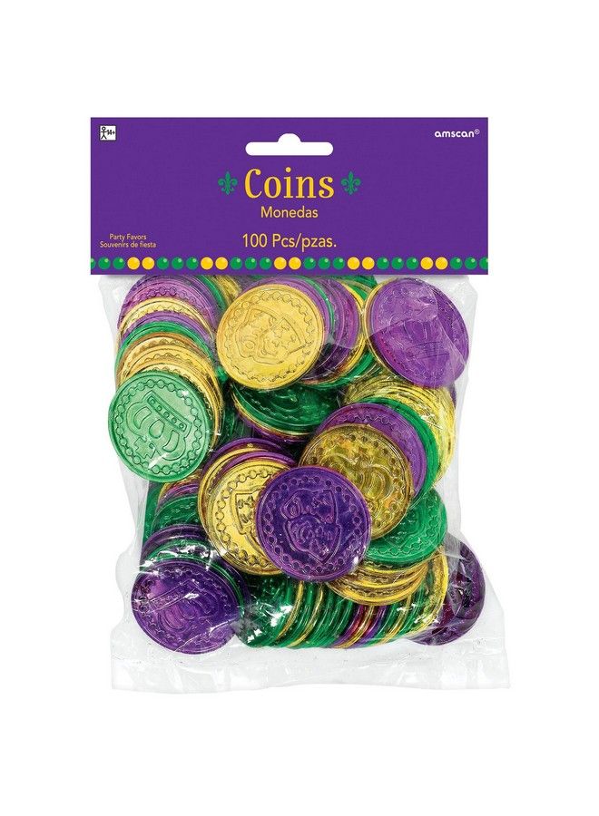 Amscan Mardi Gras Plastic Coins 1.25" X 1.25" Multicolor - Image 3