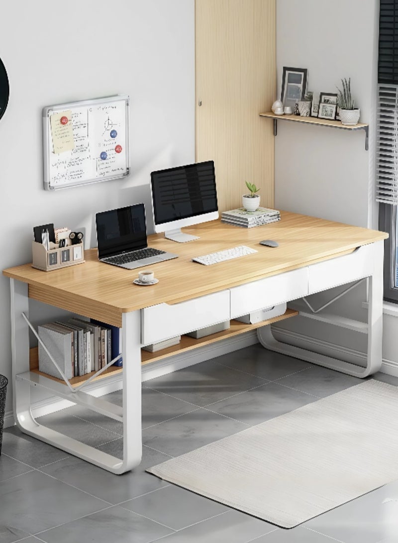 AIWANTO Modern 140cm Wooden Office Desk with 3 Large Under-Desk Drawers – Sleek Computer Workstation for Study, Gaming, Writing & Remote Work - Image 1