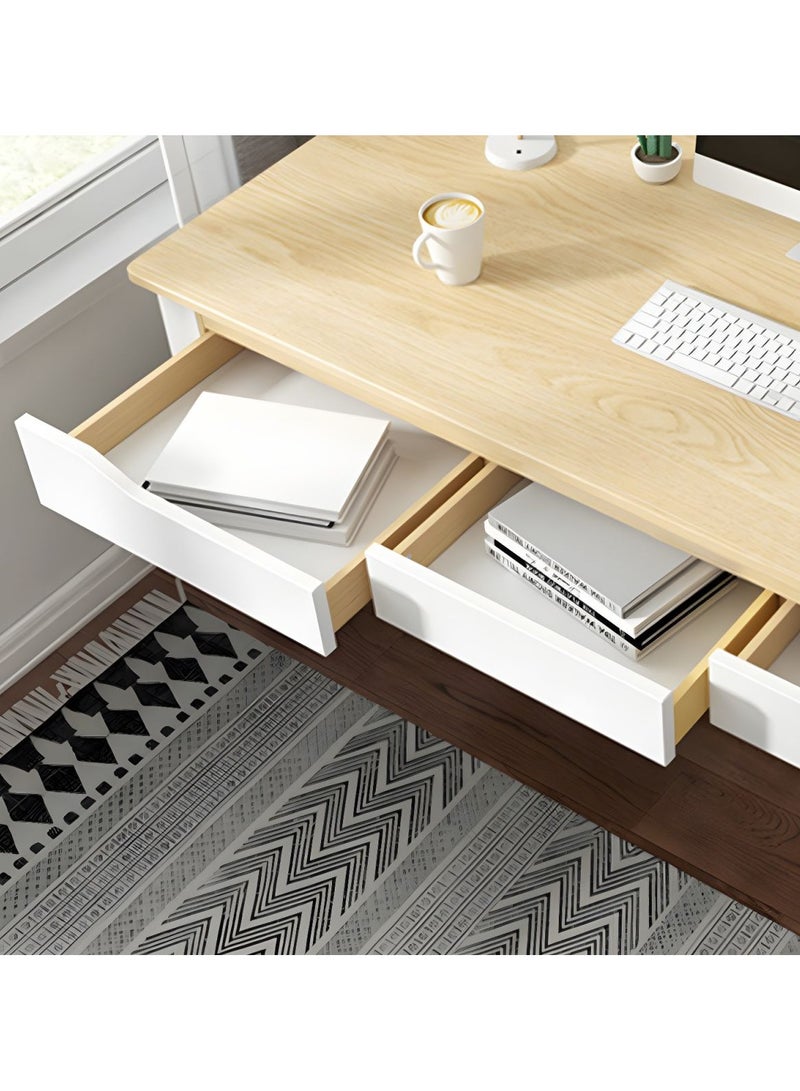 AIWANTO Modern 140cm Wooden Office Desk with 3 Large Under-Desk Drawers – Sleek Computer Workstation for Study, Gaming, Writing & Remote Work - Image 3