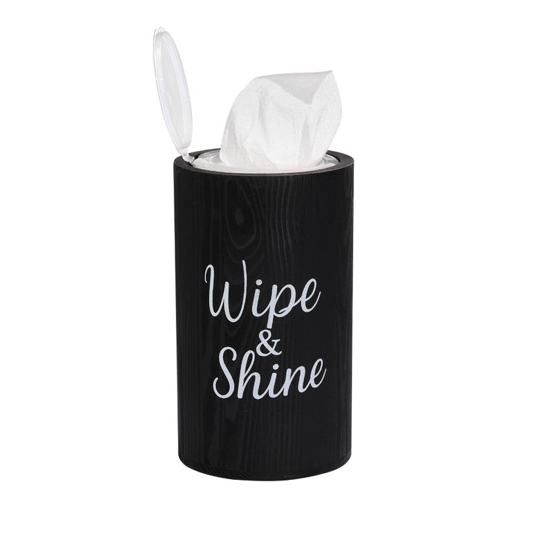 GoFika Wood Disinfecting Wipe Dispenser for Kitchen Farmhouse Countertop Organizer Storage Container Black - Image 3
