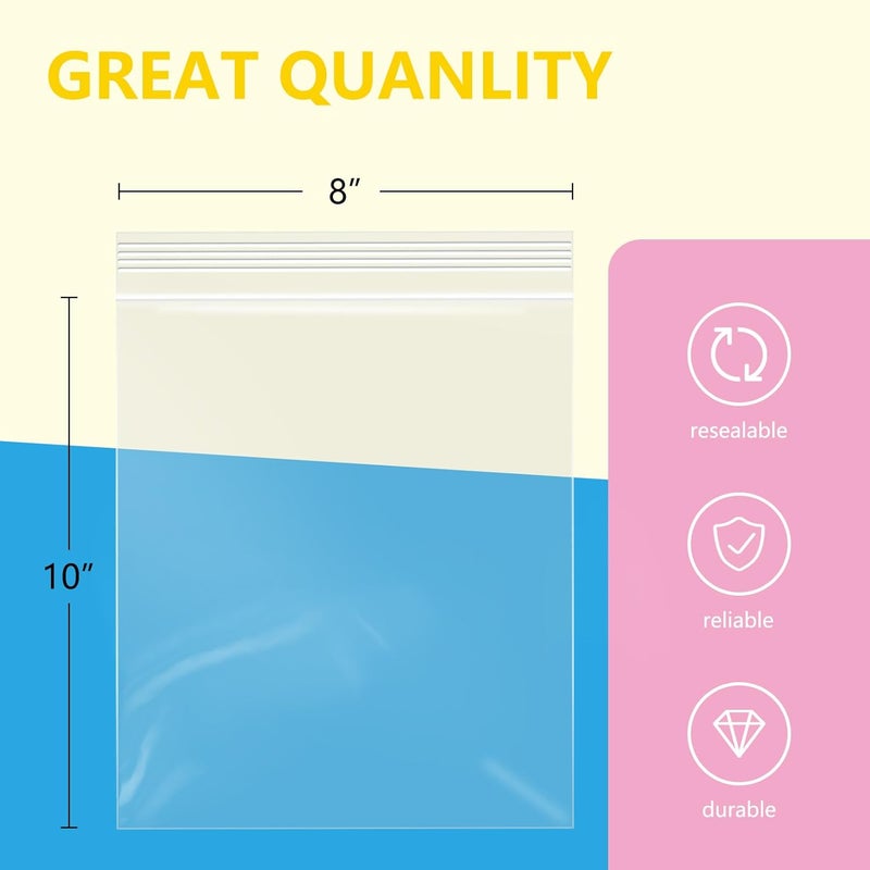 iMailer - 500 Pcs- 8" x 10" Plastic Zip Poly Bags- Clear Resealable Zip Bag for Art Prints, Brochure, Photoes, Handicraft Gift - Image 2