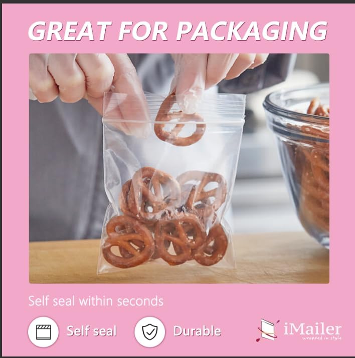 iMailer - 500 Pcs- 8" x 10" Plastic Zip Poly Bags- Clear Resealable Zip Bag for Art Prints, Brochure, Photoes, Handicraft Gift - Image 5