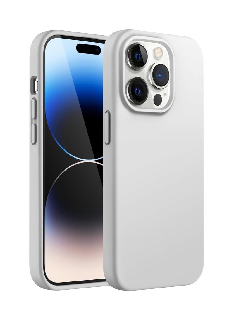 Silicone Case Compatible with iPhone 14 Pro, Slim Liquid Silicone Phone Case with Layers of Soft Rubber, Shockproof Bumper with TPU Lining (Light Grey)  - Image 1