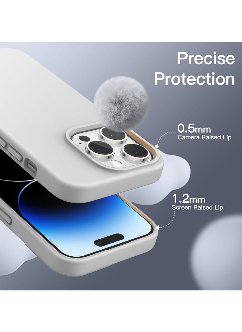 Silicone Case Compatible with iPhone 14 Pro, Slim Liquid Silicone Phone Case with Layers of Soft Rubber, Shockproof Bumper with TPU Lining (Light Grey)  - Image 4
