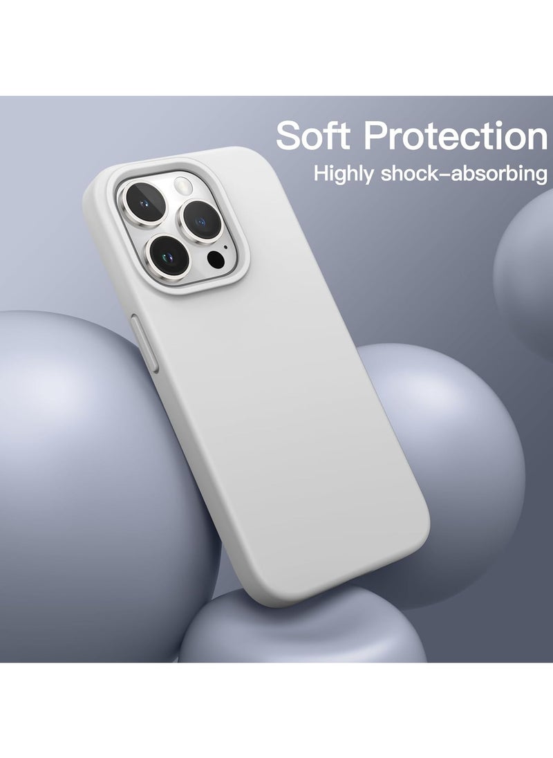 Silicone Case Compatible with iPhone 14 Pro, Slim Liquid Silicone Phone Case with Layers of Soft Rubber, Shockproof Bumper with TPU Lining (Light Grey)  - Image 5