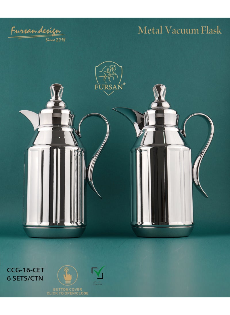 FURSAN Arabic Vacuum Flask Set, 1.0L, Metal Body, for Coffee and Tea