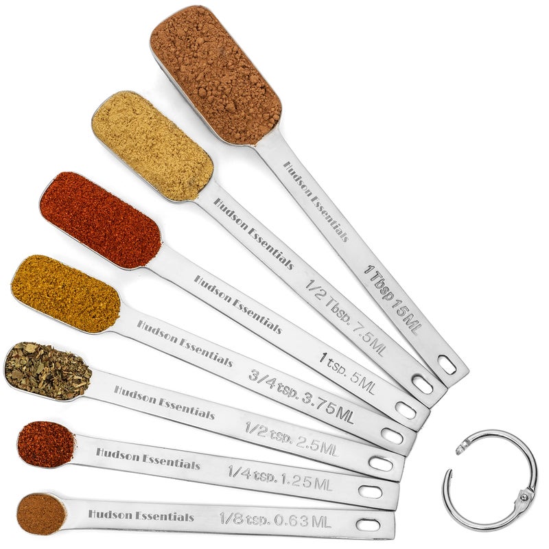 Hudson Essentials Stainless Steel Measuring Spoons Set for Dry or Liquid - Fits in Spice Jars - Set of 7 - Image 2
