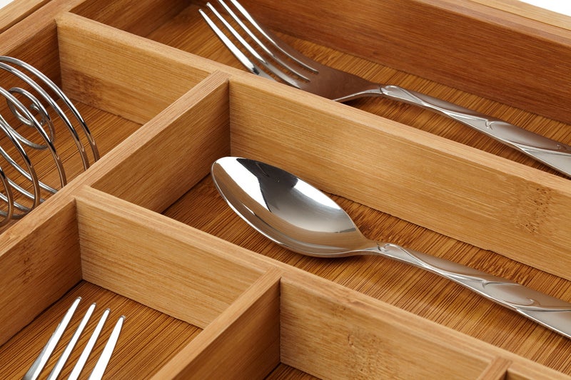 Bellemain Expandable Bamboo Drawer Organizer - Large Kitchen Utensil Holder for Cutlery, Silverware, Flatware Storage - Utensil Organizer for Kitchen Drawers, Desk, Junk Drawer Organizer Tray, 8-Slot - Image 3
