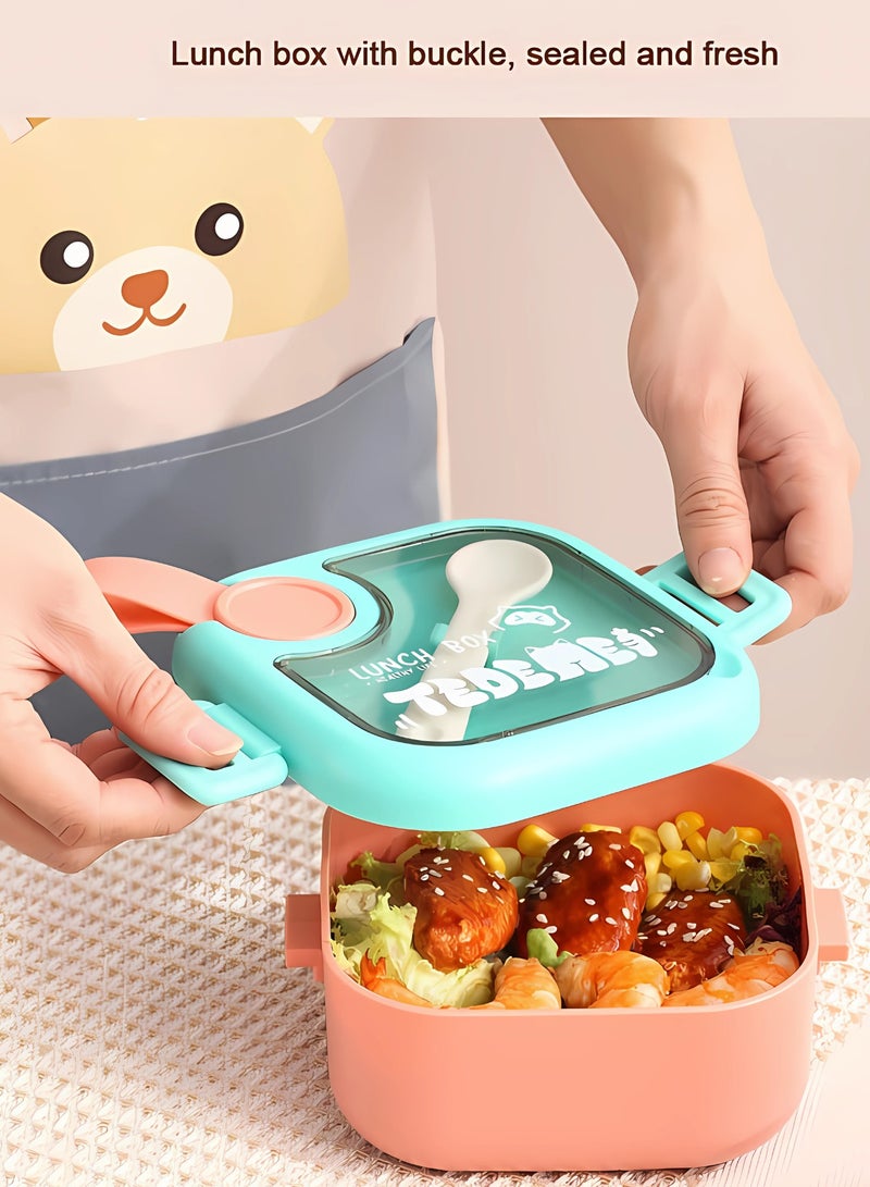 Twisoo Lunchmate Kids Cereal Lunch Box with Stainless Steel Bowl, Spoon and Plastic Scissors - Double Decker BPA Free Clip Lock Leakproof Spill proof - 2 Compartment Design 750ml (Pink) - Image 3