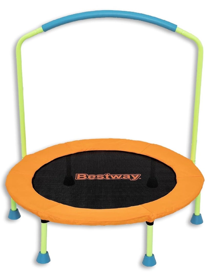 Bestway WonderJump Trampoline for Kids 3 Feet | 36 Inch Preschooler Mini Trampoline with Stabilizing Handlebar, Foam Grip & Non-Slip Foot Pads | Indoor Trampoline | Ages 3+ - Image 1