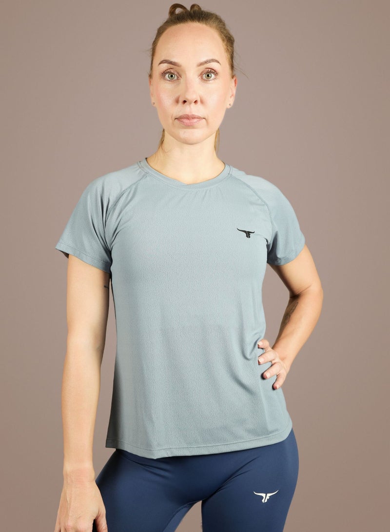 THUGFIT Antares Tee - Ladies T-Shirt - Blue Gray - Image 1