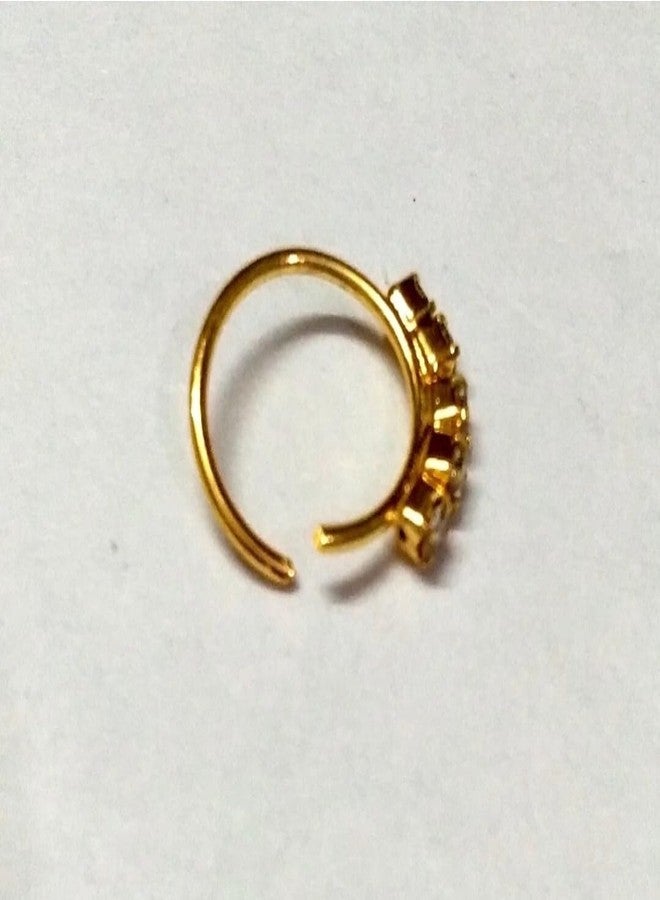 RENU CREATION House Of Common Diamond Gold-Plated Plated Metal, Alloy, Brass, Tungsten Nose Ring Gold::White - Image 3