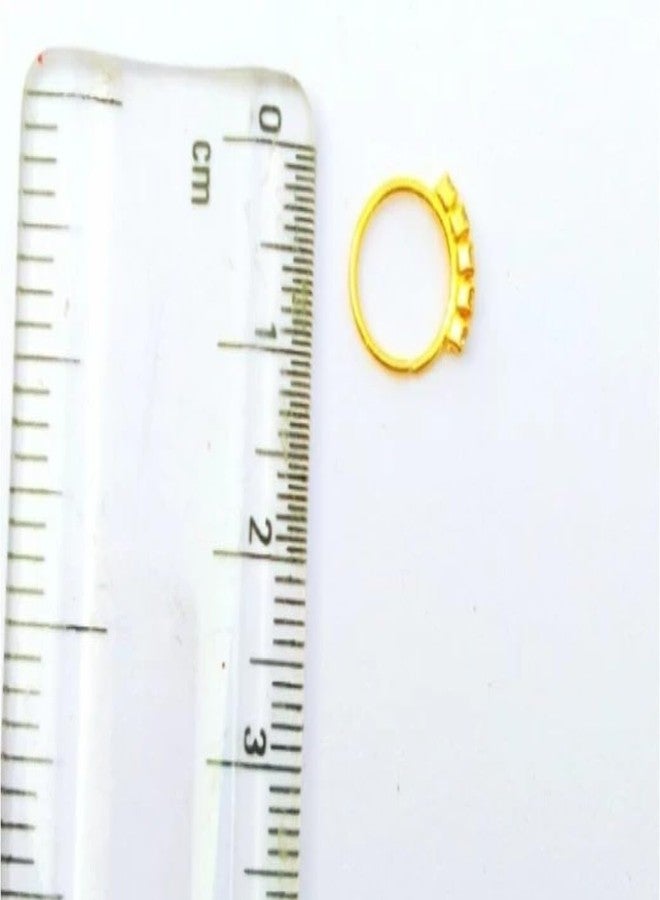 RENU CREATION House Of Common Diamond Gold-Plated Plated Metal, Alloy, Brass, Tungsten Nose Ring Gold::White - Image 4