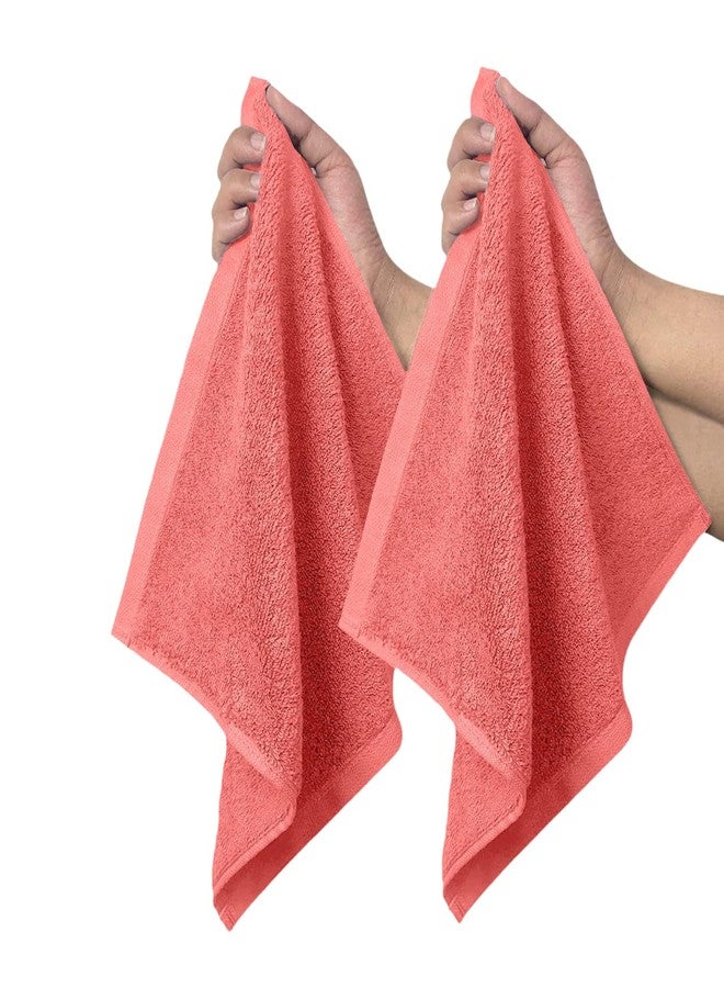 Tee Projekt Cotton Face Towels Set of 2, Ultra Soft & Quick Dry, Premium 480 GSM Small Towels for Face & Daily Use, 30 x 30 cm, Coral Pink - Image 1