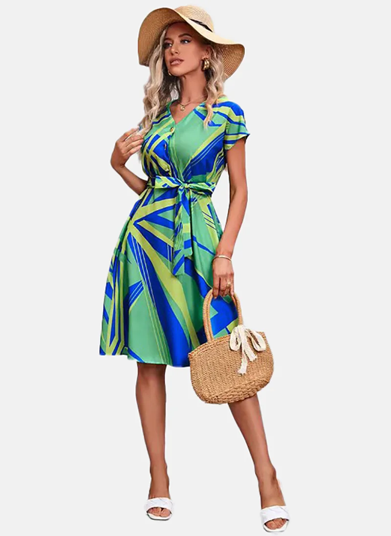 YUNIQEE Abstract Print Fit & Flare Dress