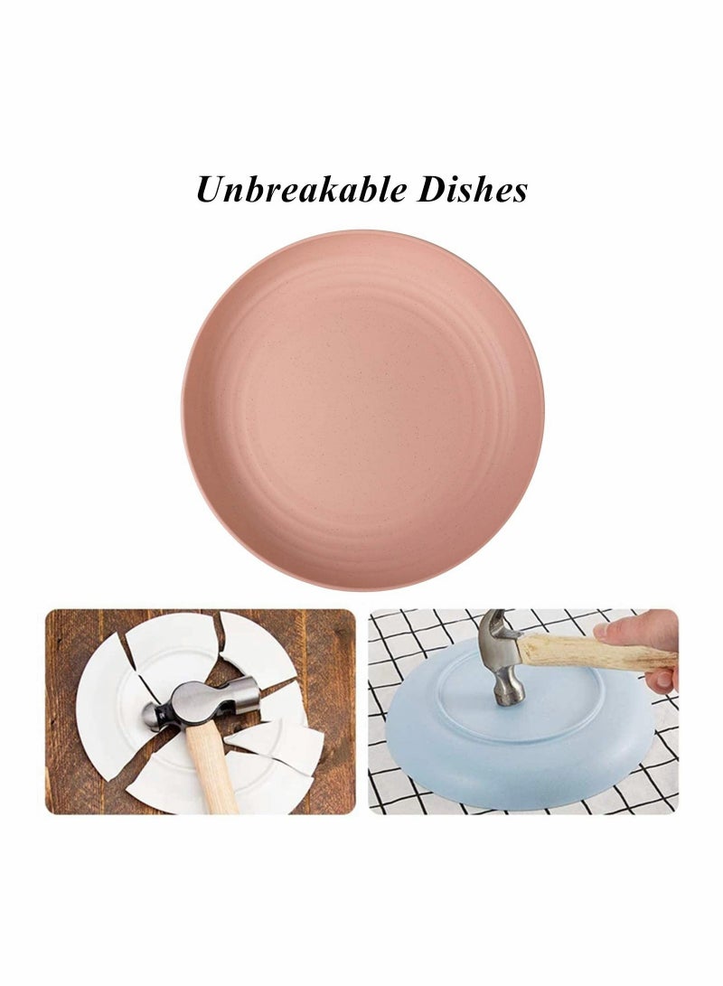 Lightweight Wheat Straw Plates Unbreakable Dinner Dishes Plates Set Non-Toxin Dishwasher & Microwave Safe BPA Free and Healthy for Kids Children Toddler & Adult (Small 6 Pack 5.9')