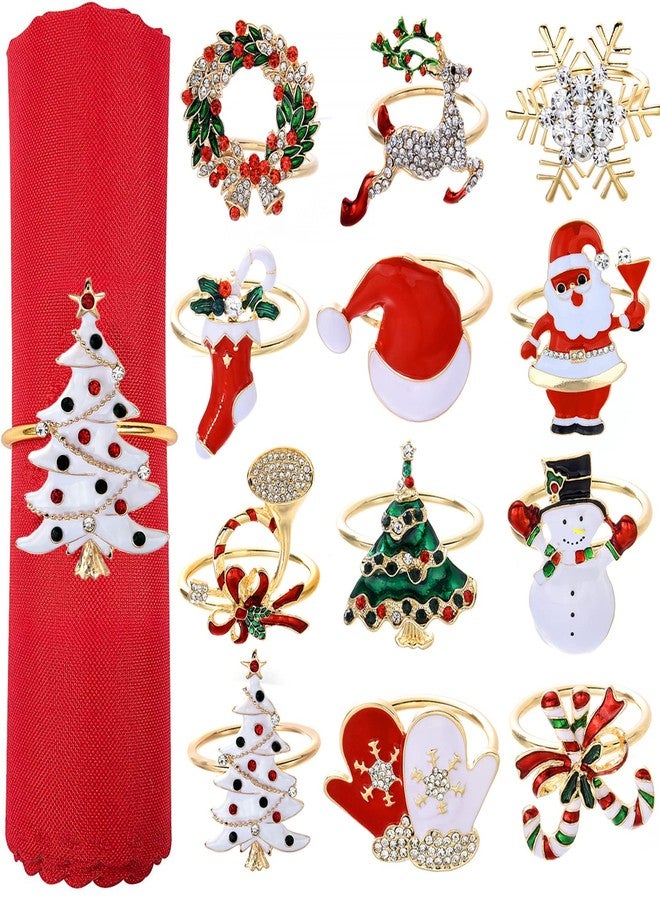 Fsmiling Christmas Napkin Rings Set of 12 Xmas Napkin Ring Christmas Napkin Holder for Cloth Napkins - Image 1