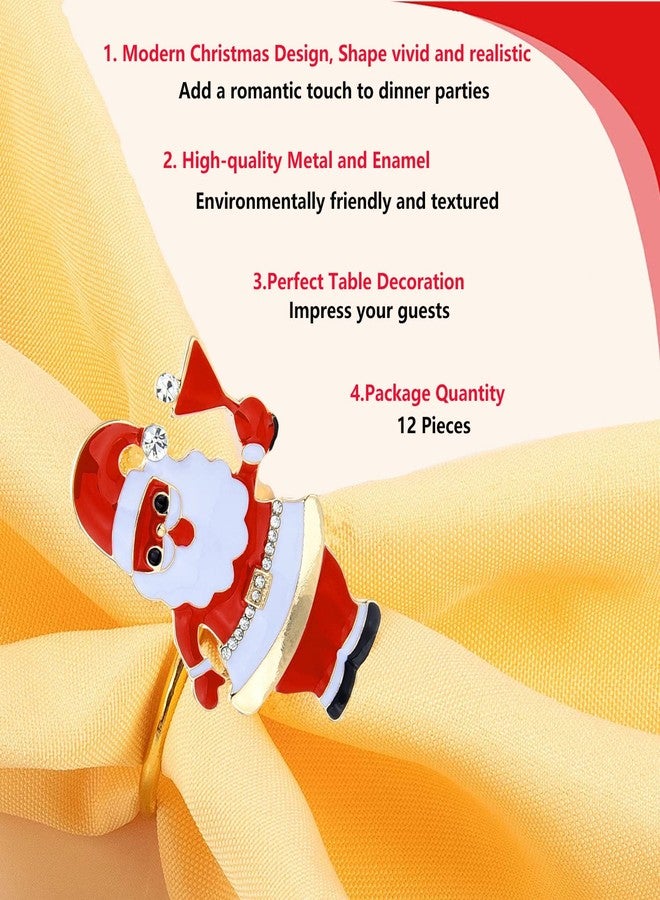 Fsmiling Christmas Napkin Rings Set of 12 Xmas Napkin Ring Christmas Napkin Holder for Cloth Napkins - Image 3