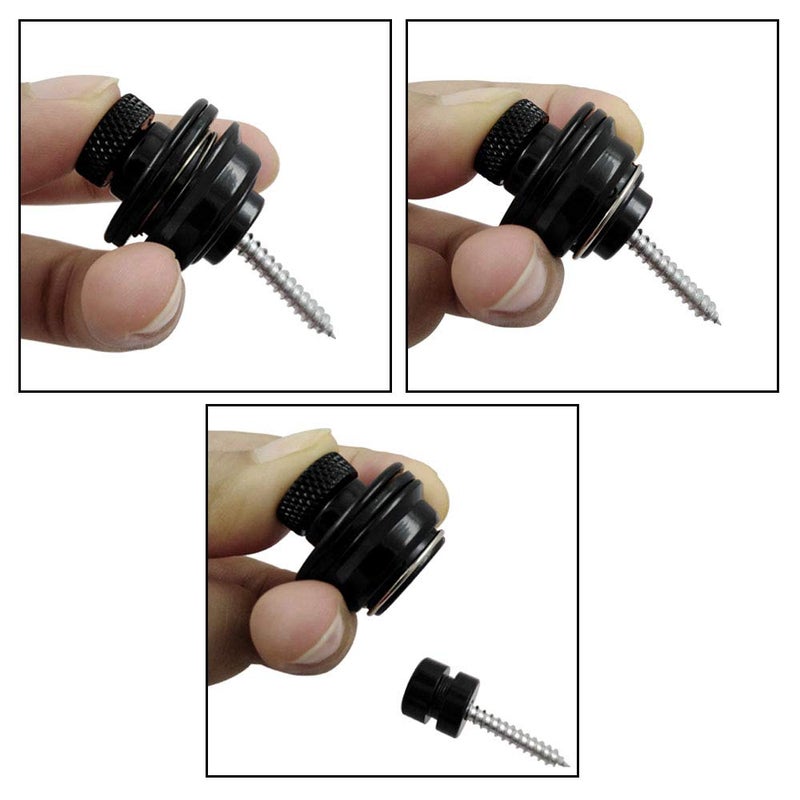 Wolfride 4PCS Guitar Strap Locks Bass Strap Lock Buttons Black - Image 5