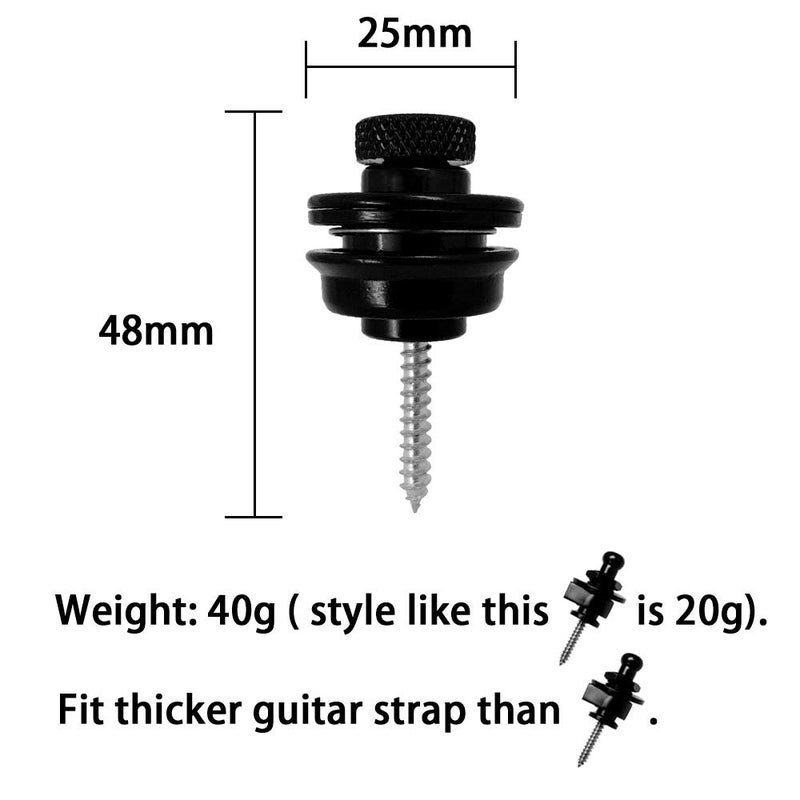 Wolfride 4PCS Guitar Strap Locks Bass Strap Lock Buttons Black - Image 2