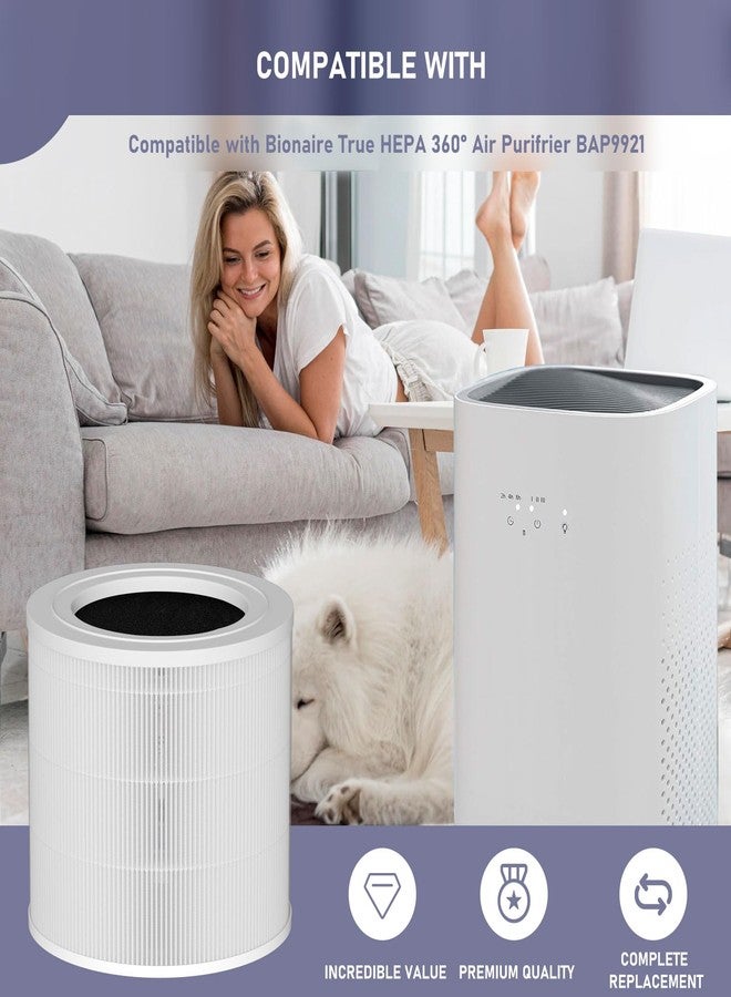 Ontheone BAP9921 Replacement Filter Compatible with Bionaire BAP9921 True HEPA 360° Air Cleaner Purifier, Multi-Stage Filtration with Activated Carbon 2-IN-1, 2 Pack - Image 4