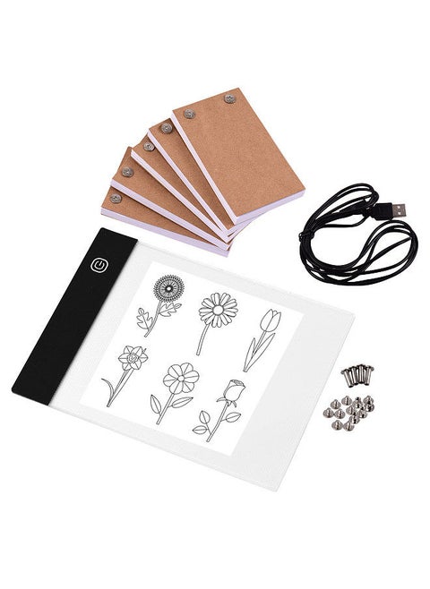 Portable Flip Book Kit with Light Pad Tablet LED Light Box 3 Level Brightness Control 300 Sheets Flipbook Paper with Binding Screws for Tracing and Drawing