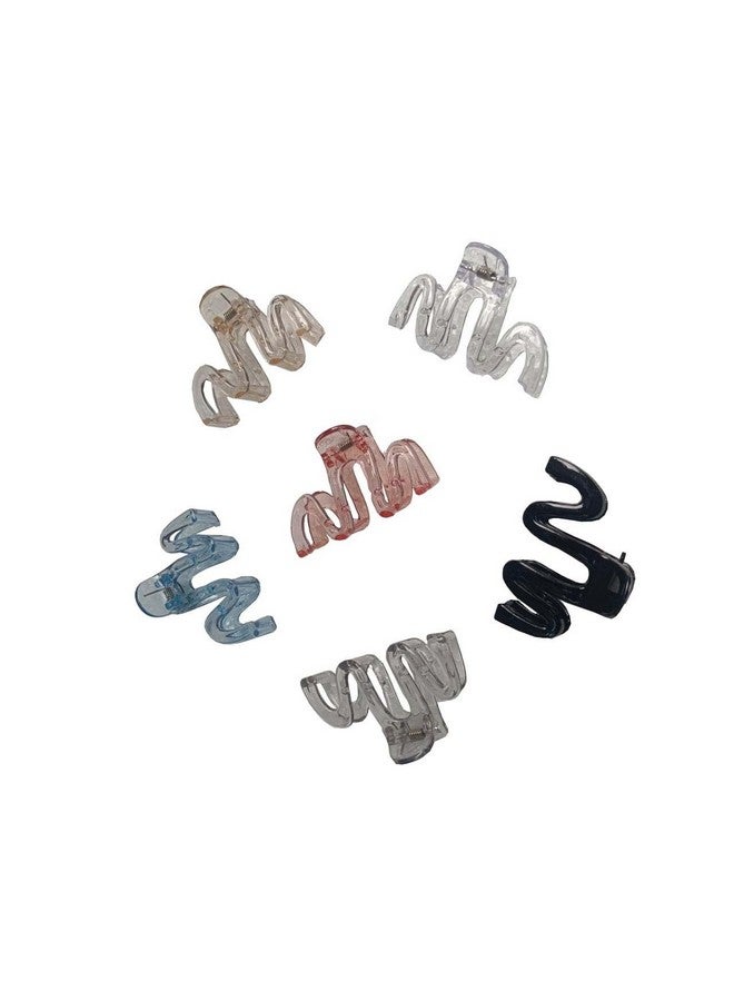 DENICRAAS Crystal Floral Design Multi Hair Claw/Clips For Girls And Women -Stylish Everyday glamour Hair Accessories (Pack of 6) Strong grip, Lightweight Hair claw (Spiral Shape) - Image 1