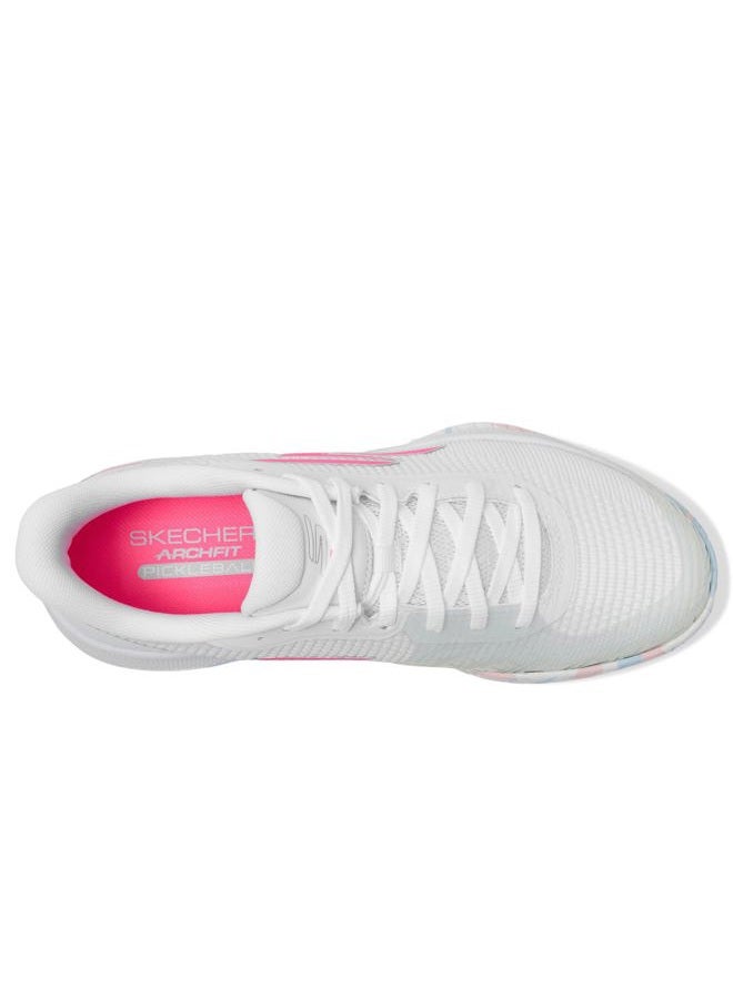 SKECHERS أحذية تدريب نسائية فاير كورت برو 2.0، حواف قماشية صناعية بيضاء، 39.5 EU - Image 2