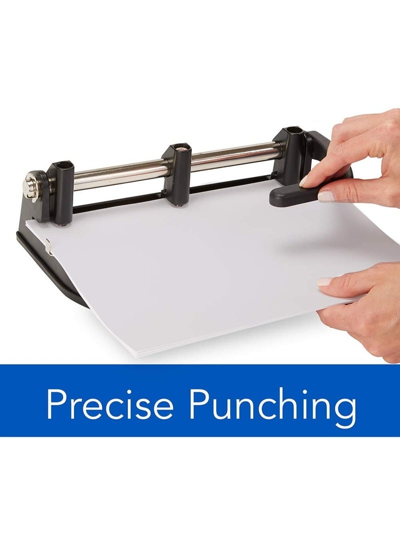 Swingline Swingline 3 Hole Punch Heavy Duty, 32 Sheet Capacity Three Hole Puncher 3 Ring, Adjustable 2-7 Hole Paper Punch, Black & Silver (74350) - Image 4