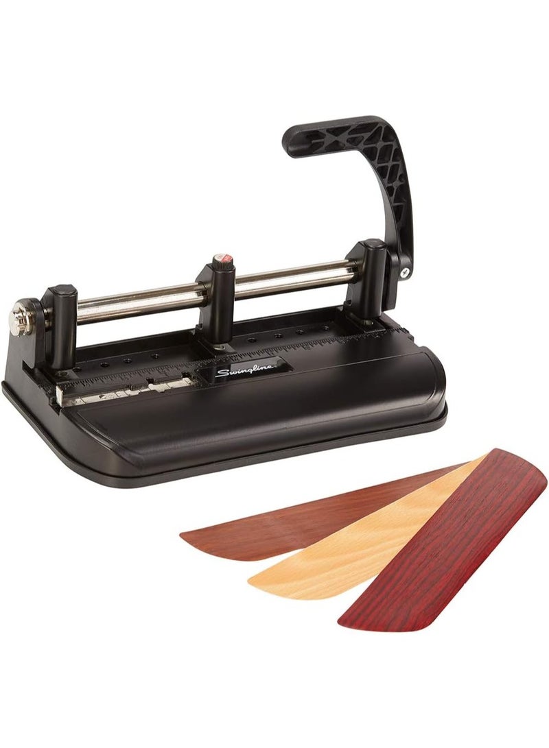 Swingline Swingline 3 Hole Punch Heavy Duty, 32 Sheet Capacity Three Hole Puncher 3 Ring, Adjustable 2-7 Hole Paper Punch, Black & Silver (74350) - Image 2