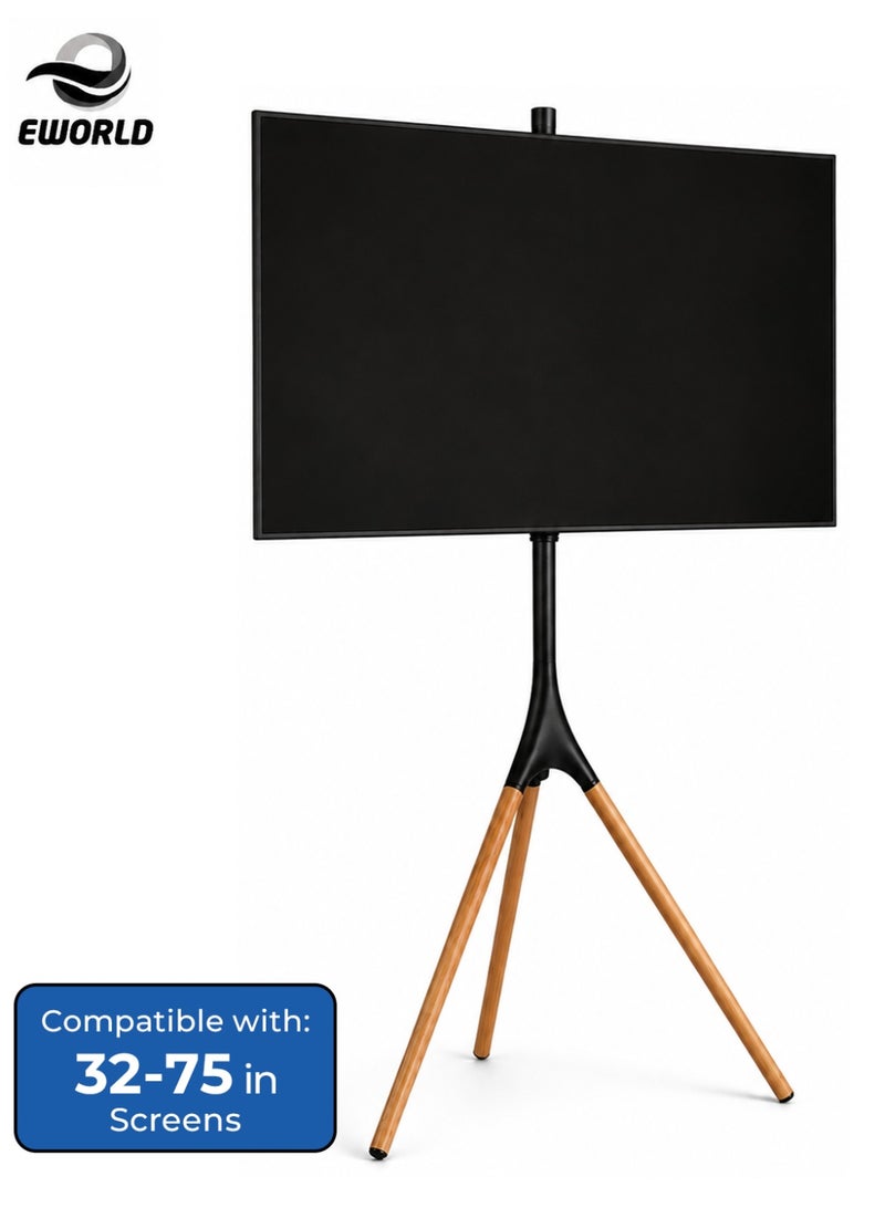 Eworld Professional Tripod TV Display Stand for 30-70 Inch Monitors & Screens - Swivel Floor Mount with Cable Management for Studio, Office, Classroom & Exhibition Use - Image 1