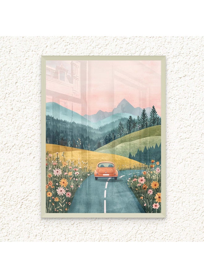 Art Decor Art Decor Framed Fine Art of Kids Mountain Scenery Portrait Colorful Nature-Inspired Print Wall Décor for Playroom Classroom Nursery Kid Bedroom Children Room Gifting - Image 1