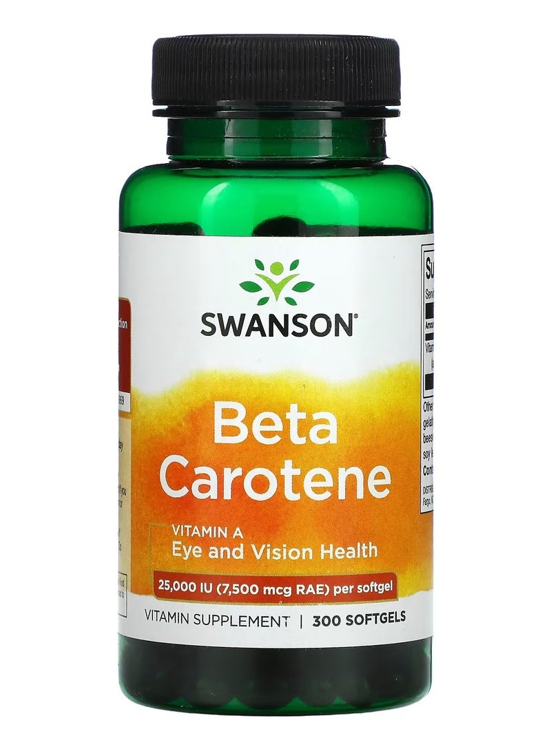 Swanson, Beta Carotene, 25,000 IU (7,500 mcg RAE), 300 Softgels