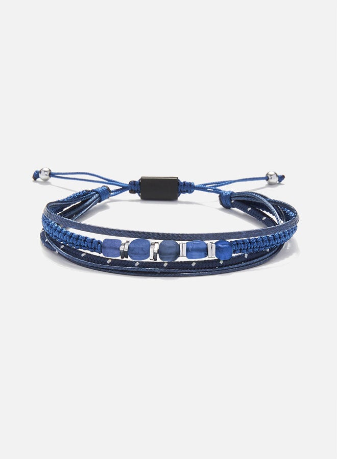CHRYSOSTOMOS Handmade Multiline Adjustable Bracelet for Men with Multi-Line Design and Squared Clear Agate  - Image 1