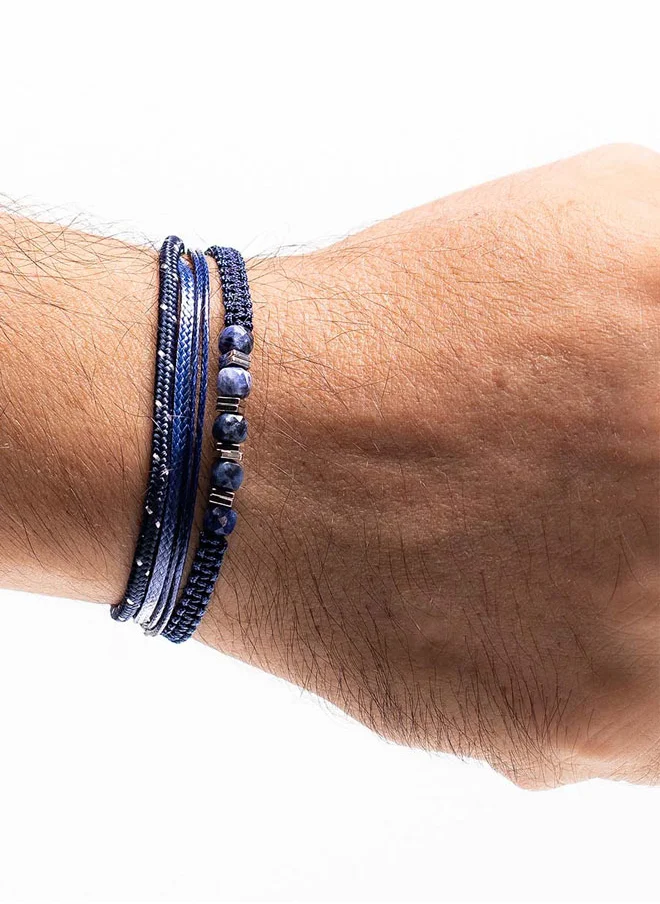 كريسوستوموس Handmade Multiline Adjustable Bracelet for Men with Multi-Line Design and Squared Clear Agate