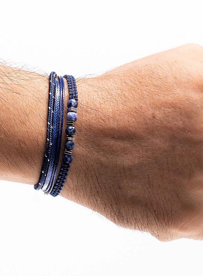 CHRYSOSTOMOS Handmade Multiline Adjustable Bracelet for Men with Multi-Line Design and Squared Clear Agate  - Image 3