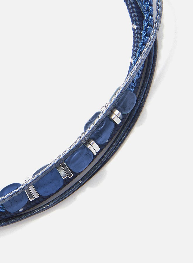 CHRYSOSTOMOS Handmade Multiline Adjustable Bracelet for Men with Multi-Line Design and Squared Clear Agate  - Image 2