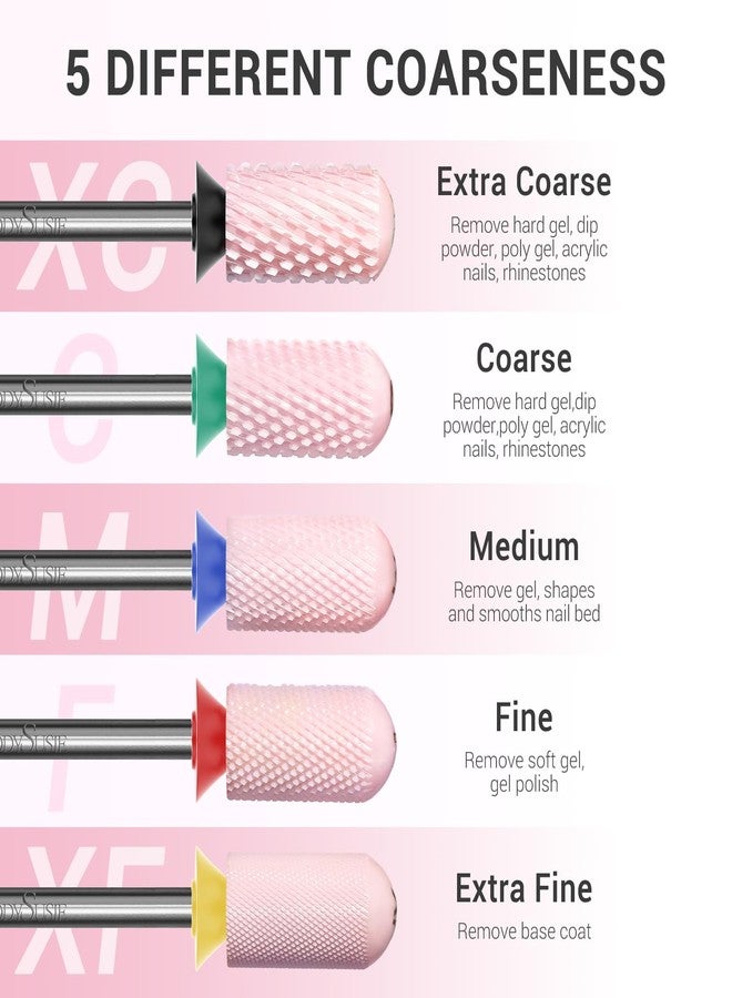 MelodySusie Ceramic Nail Drill Bit, 3/32'' Smooth Round Top Large Barrel Bits, Suitable for Manicure Pedicure Cuticle Gel Polishing, Beginners Bits, Pink, Series Bit-S, Fine - Image 4