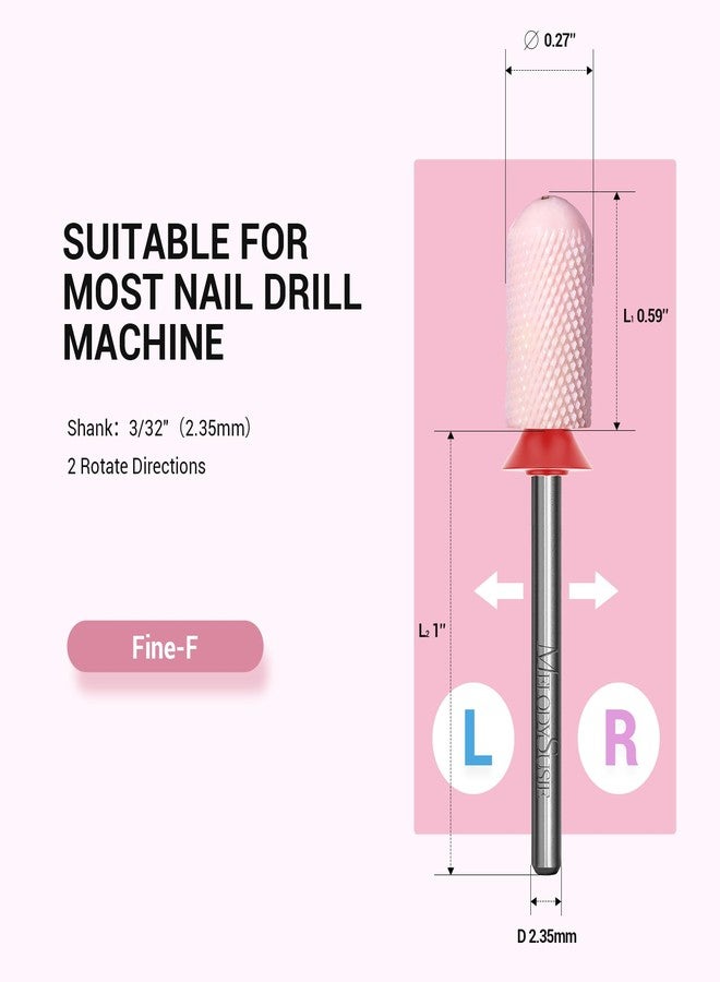 MelodySusie Ceramic Nail Drill Bit, 3/32'' Smooth Round Top Large Barrel Bits, Suitable for Manicure Pedicure Cuticle Gel Polishing, Beginners Bits, Pink, Series Bit-S, Fine - Image 5